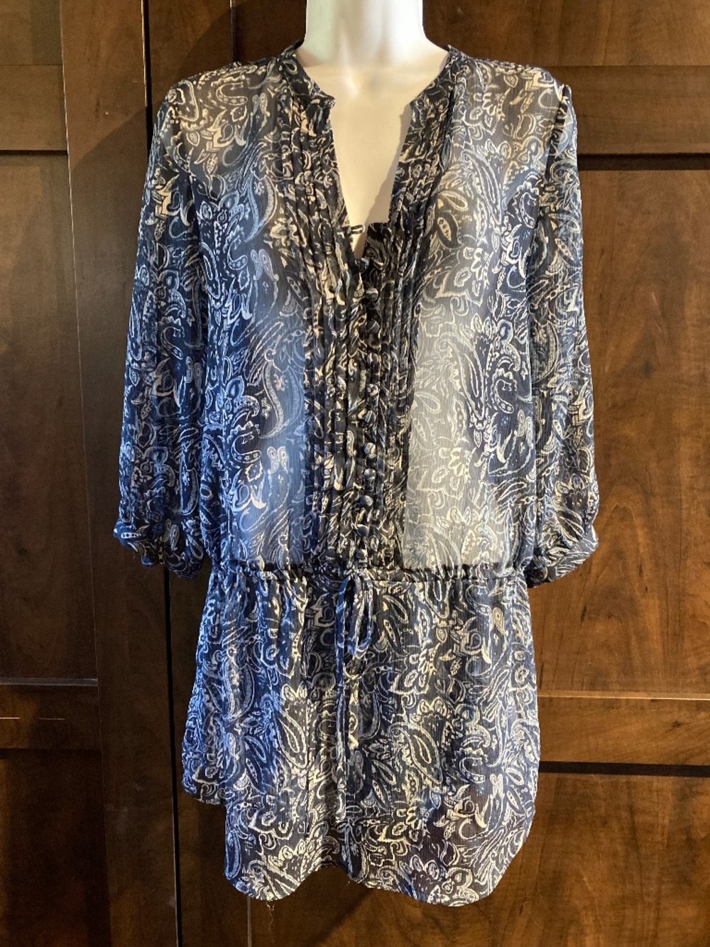 Jacob Tunic, Sheer Paisleyesque Print, Size XS